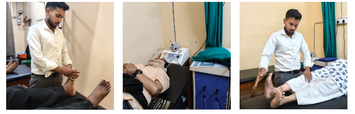Physiotherapist treating a patient with a therapy device
